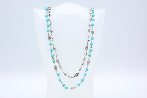 Vintage 1968 Sarah Coventry MULTI-FASHION Turquoise Silver Tone Beaded Necklaces Multi-Strand Rare!