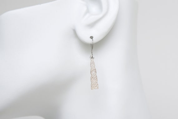 Vintage Etched Metal Mid-Century Earrings NOS Silver Tone Dangle Pierced Earrings