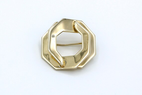 1979 Sarah Coventry OCTAGON Pin Brooch Gold Tone Geometric RARE Vintage 70s