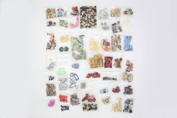 50 Bags of Beads – Mostly Vintage Random Mixture Mystery Lot Jewelry Making Supplies Bundle
