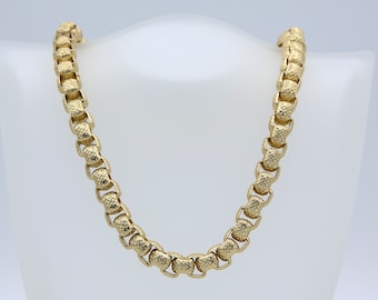 Vintage Sarah Coventry 1977 GOLDEN NUGGET CHOKER Gold Tone Necklace Textured Chain Large Link Rare!