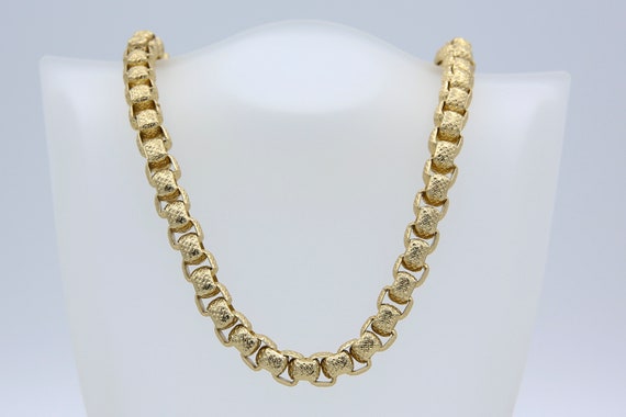 Vintage Sarah Coventry 1977 GOLDEN NUGGET CHOKER Gold Tone Necklace Textured Chain Large Link Rare!
