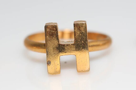 Vintage Mid-Century Initial Rings Gold Tone Lette… - image 4