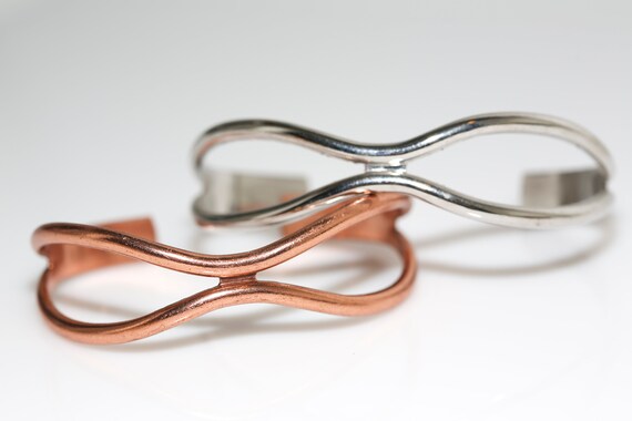 Vintage Genuine Copper Cuff Bracelets NOS Gold Silver Metal Bangle Retro
