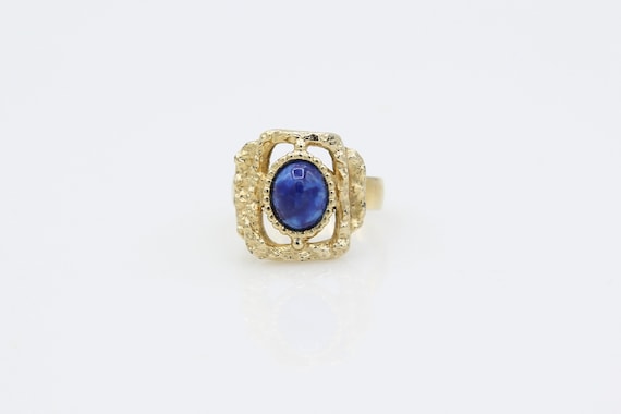 Vintage Sarah Coventry "Victoria Blue" Ring 1975 Canada Gold Tone Adjustable Blue RARE