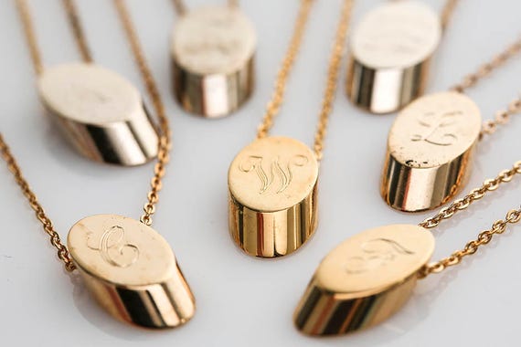 Vintage Initial Slice Necklaces - Letter Alphabet… - image 2