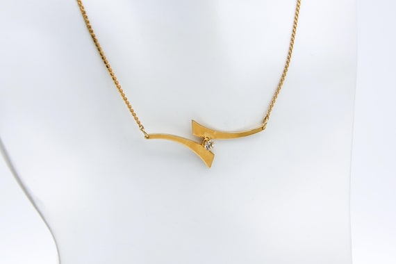 Vintage Sarah Coventry 1979 STARLITE Necklace Gold Tone Rhinestone Pendant Drop Rare Gift