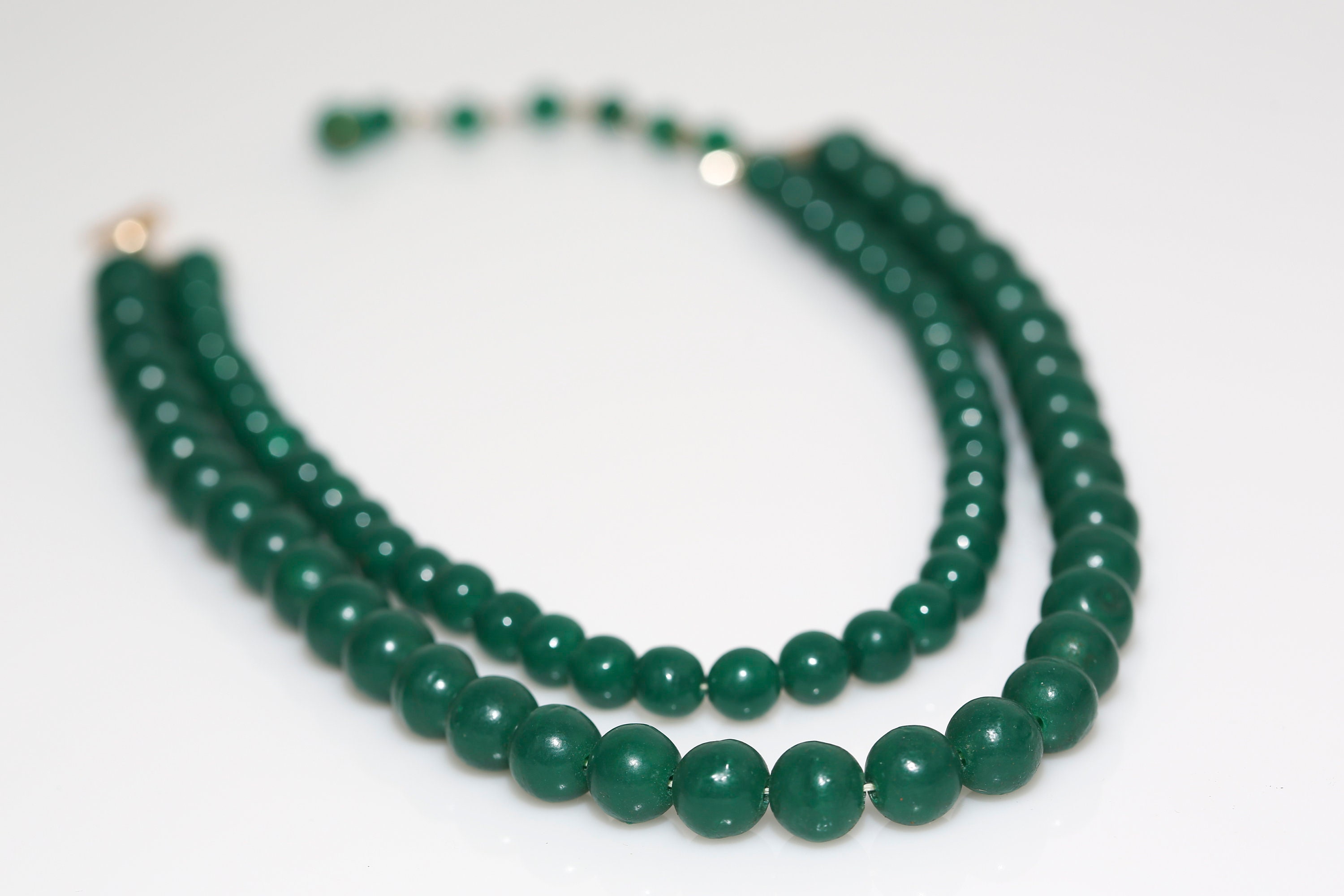 Double Strand Beaded Necklace in Green Vintage NOS