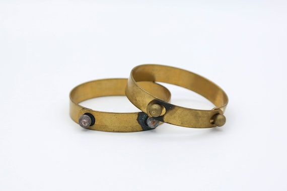 Vintage Steampunk Bracelet NOS Gold Brass Rusty Patina Antique Brutalist