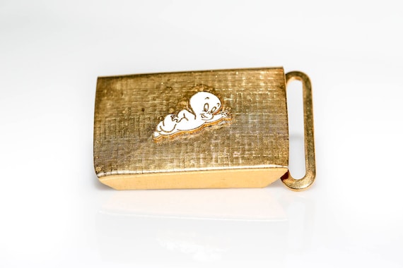 Vintage Gold Metal Casper Belt Buckle NOS Ghost Halloween Retro Small Buckle Spooky Cartoon
