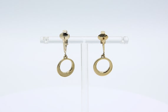 Vintage 1968 Sarah Coventry GYPSY Earrings Gold Tone Dangle Circle Clip On Rare!