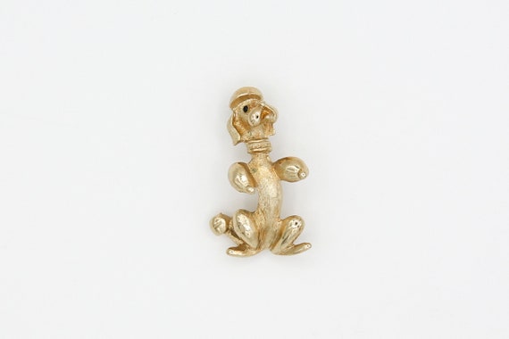 1966 Sarah Coventry "Frenchie" Poodle Dog Puppy Pin Brooch Gold Tone RARE Vintage 60s