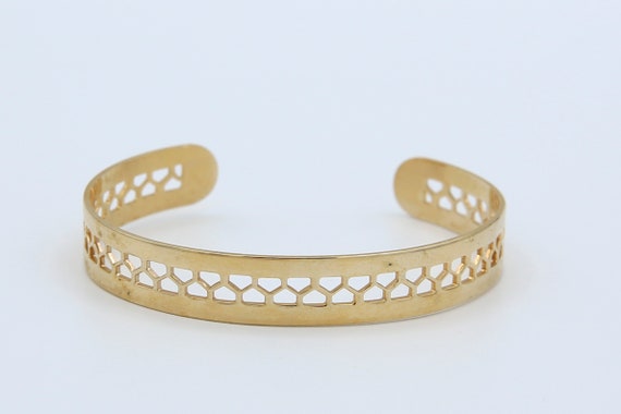 Vintage 1979 Sarah Coventry LATTICE Cuff Bracelet RARE Gold Tone Adjustable