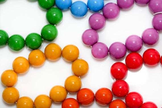 Vintage "Bubble Gum" Bracelets Colorful Retro Green Purple Yellow Red Orange Bangle Stretch