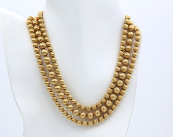 Vintage 1965 Sarah Coventry GOLDEN WARDROBE Textured Gold Tone Beaded Choker Necklace Multi-Strand Rare!
