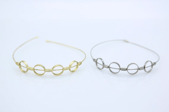 Dainty Geometric Headbands – Vintage NOS Hairband Silver Gold Hair Jewelry Accessory