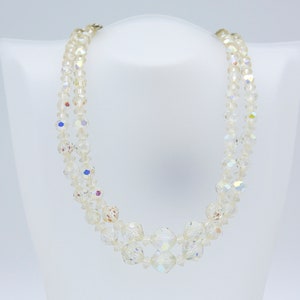 Vintage 1961 Sarah Coventry SPARKLING CRYSTALS Iridescent Clear Glass Beaded Multi-Strand Necklace Rare!