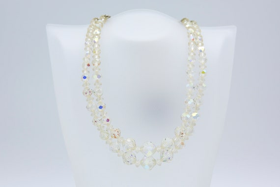 Vintage 1961 Sarah Coventry SPARKLING CRYSTALS Iridescent Clear Glass Beaded Multi-Strand Necklace Rare!