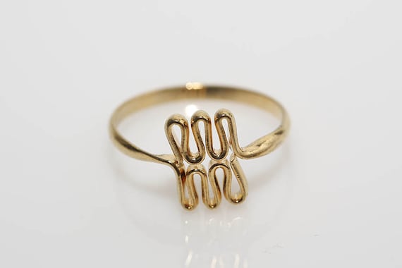 Vintage Modernist Triple Loop Ring - NOS Gold Plated Ring Simple Modern Mod