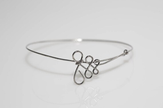 Vintage Silver Triple Loop Bracelet - NOS Silver Wire Adjustable Bangle