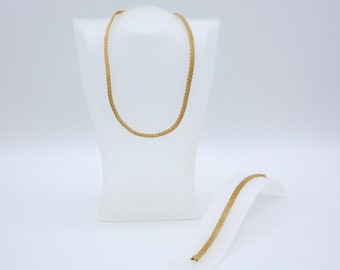 Vintage 1980 Sarah Coventry MESH LINKS Choker Necklace Bracelet Gold Tone Set RARE