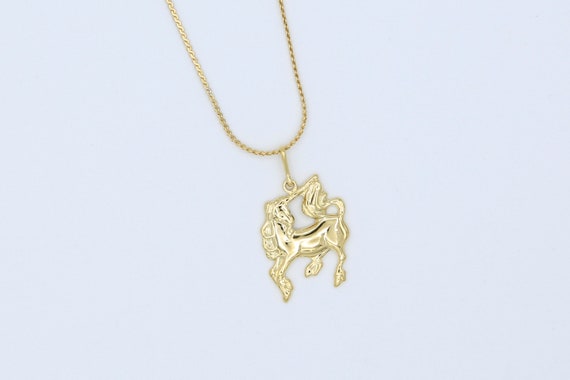 Gold Unicorn Necklace – Vintage NOS Unicorn Pendant Charm 1980s