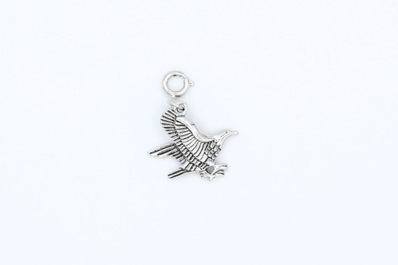 Vintage Sarah Coventry 1979 ENDANGERED SPECIES EAGLE Charm Pendant Drop Silver Tone Bird Rare!