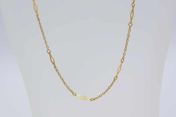 Vintage LISNER Gold Tone Bar Chain Cable Chain Necklace Ornate Dainty Layering Diamond Bars 23"