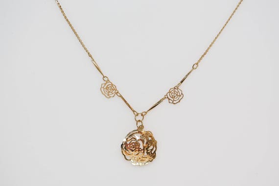 Vintage Lace Flower Necklace - Gold or Silver NOS Floral Pendant Fancy Chain Delicate Dainty Necklace
