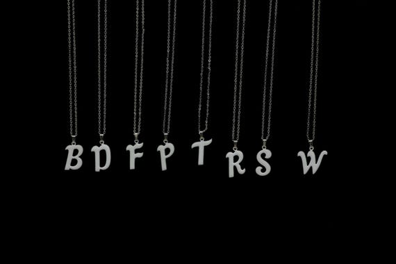 Vintage White Enamel Initial Pendant Necklace: Silver Tone Chain NOS Metal Letter Charm