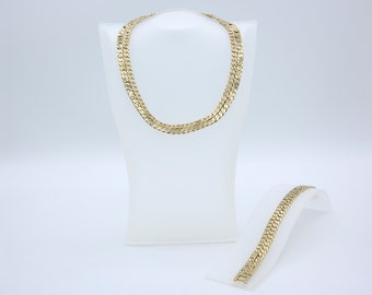 Vintage 1977 Sarah Coventry LADY LINKS Chain Choker Necklace Bracelet Gold Tone Set Rare! Hostess Bonus