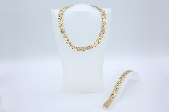 Vintage 1977 Sarah Coventry LADY LINKS Chain Choker Necklace Bracelet Gold Tone Set Rare! Hostess Bonus