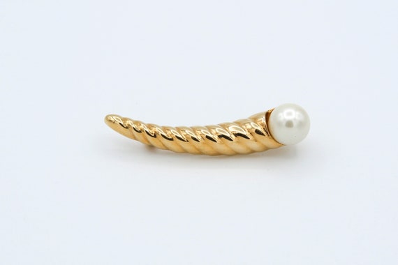 1981 Sarah Coventry "Nova" Pin Brooch Gold Tone Faux Pearl RARE Vintage 80s