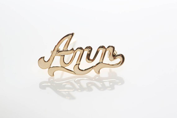 Vintage Gold Tone Fontana Brand "Ann" Pin NOS Carded Name Brooch Cursive Letters