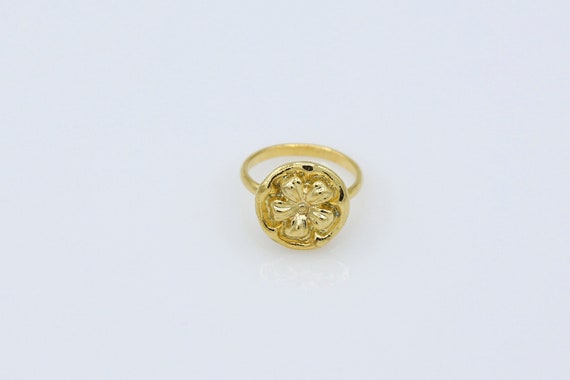 Vintage Gold Flower Ring – NOS Gold Tone Adjustable Costume Jewelry Floral