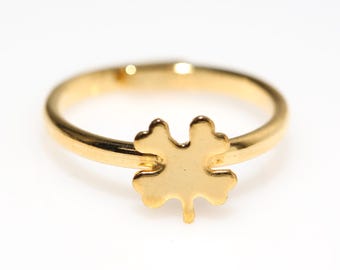 Vintage Gold Tone Lucky Clover Ring - Adjustable St. Patrick's Day Jewelry