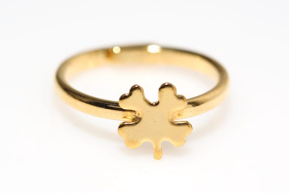 Vintage Lucky 4-Leaf Clover Ring Gold Tone Adjustable Retro Shamrock St. Patrick's Day Gift Jewelry NOS