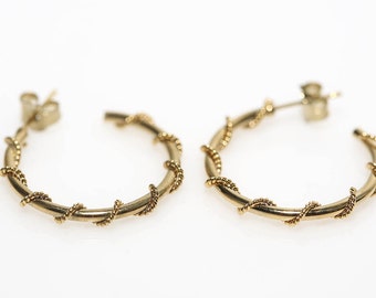 Gold Cord Wrapped Hoops