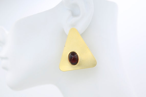 Vintage Mod Triangle Statement Earrings – NOS Red Blue Green Purple Black