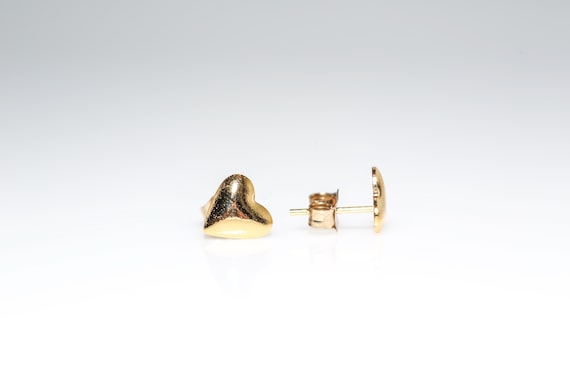 Vintage Golden Heart Stud Earrings Tiny Gold Tone Metal NOS