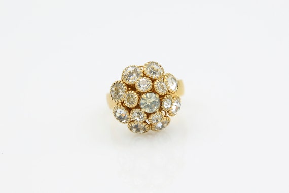 Vintage Sarah Coventry "Dazzler" Ring 1974 Gold Tone Rhinestone Adjustable RARE