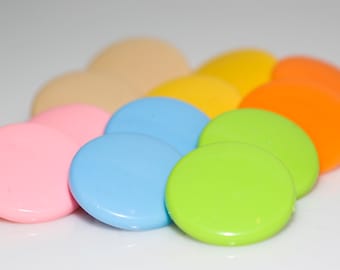 Vintage Plastic Candy Disk Earrings: Colorful Circle Studs