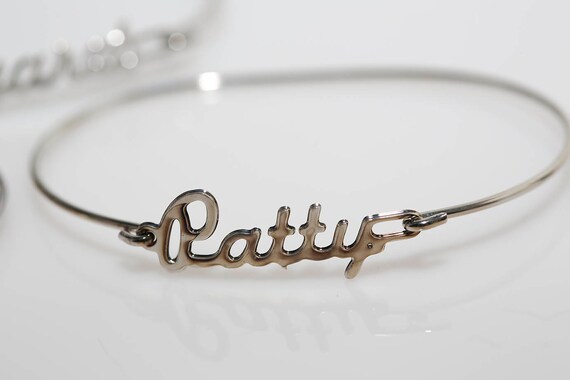 Vintage Silver Name Bracelets - NOS Bangle Cursiv… - image 3