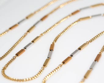 Mixed Metal Bar Chain Necklaces