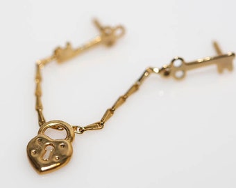 Chatelaine Heart and Key Pin - Vintage