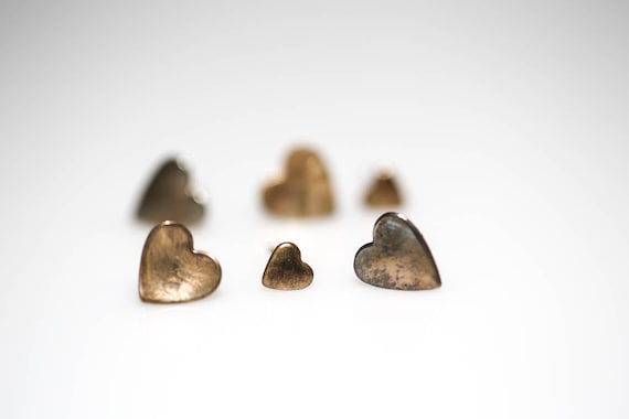 Vintage Gold Heart Earrings - NOS Carded 14k Gold Antique