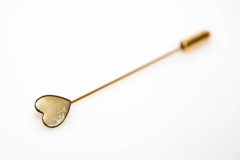 Gold Heart Stick Pin Vintage Etsy