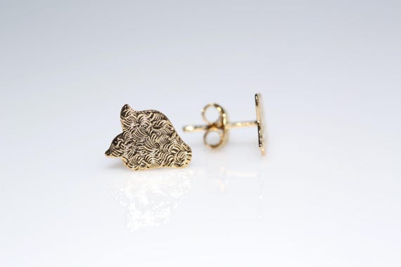 Vintage Golden Strawberry Studs Gold Tone Stud Earrings Etched NOS