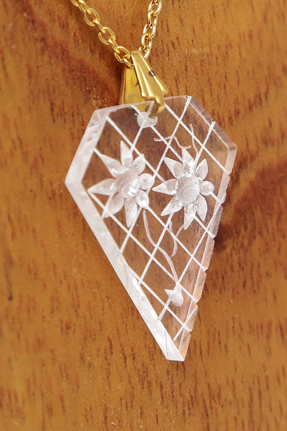 Vintage Reverse Carved Lucite Necklace