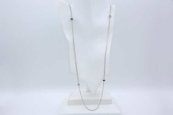 Vintage Sarah Coventry 1975 WHISPER Rhinestone Bead Chain Necklace Silver Tone Black Canada Rare!